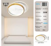Plafoniera led 30w cerchio oro lampadario da soffitto design moderno tondo luce