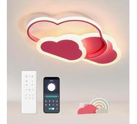 Plafoniera LED 32W Lampada da Soffitto per Camera dei bBambini, Lampada Nuvola Creativa,Lampade LED da Soffitto Dimmerabili con Telecomando 3000K-6000K, 42CM Rosa Lampada da Soffitto a LED per Soggio