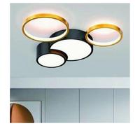PLAFONIERA LED 36W 4 CERCHI ORO NERO LAMPADA DA SOFFITTO MODERNO LUCE 4000K 7095