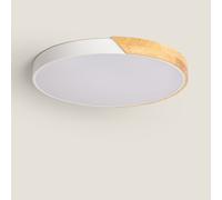 LEDKIA LIGHTING - Plafoniera LED 36W Circolare | CCT Regolabile da 2700K a 6500K | Ø500 mm | Legno e Metallo Durevole | Montaggio Facile, Nero, Metallo