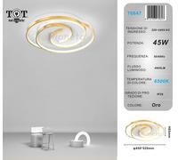 Plafoniera led 45w cerchio spirale vortice oro lampadario da soffitto moderno lu