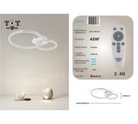 Plafoniera led 48w 2 cerchi effetto cristallo con telecomando moderno anelli cir