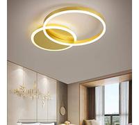 Plafoniera LED 48W Moderno Dimmerabile 2 Anelli Lampada Da Soffitto Metallo Acrilico Round Lampadario Soggiorno Cucina Bambini Camera Da Letto Ufficio Illuminazione,Con Telecomando,55*40*6CM,D'oro