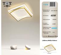 Plafoniera led 48w quadrato bianco oro design moderno lampadario da soffitto luc