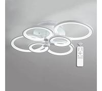 Plafoniera LED 60W, Lampadario a 6 anelli 3000-6000K Dimmerabile con telecomando Lampada da soffitto dal design moderno e creativo in acrilico Illuminazione per camera da letto Soggiorno Ufficio
