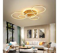 Plafoniera LED 86W Moderno Dimmerabile 6 Anelli Lampada Da Soffitto Metallo Acrilico Round Lampadario Soggiorno Cucina Bambini Camera Da Letto Ufficio Illuminazione,Con Telecomando,Ø115CM,D'oro