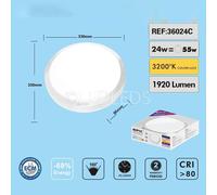 Plafoniera Led Applique da Soffitto e Parete Faretto tonda 24w Luce Calda 3200k