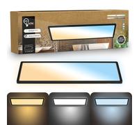 B.K.Licht - Pannello LED piatto con telecomando, dimmerabile, illuminazione indiretta, CCT regolabile da bianco caldo a luce diurna, IP44, plafoniera bagno, cucina, lampada soffito, 58x20x3 cm, nero