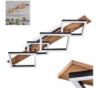 Plafoniera LED Cascada, moderna lampada da soffitto in metallo/MDF/plastica, colore nero/effetto legno/bianco, 4 luci, 30 Watt, 3350 lumen, 3000 Kelvin