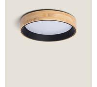 LEDKIA LIGHTING - Plafoniera LED Soffitto 30W | CCT Selezionabile | Ø570 mm | Acciaio e Legno | Bianco, Lega di acciaio