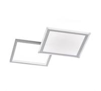 Plafoniera LED con telecomando Plafoniera sala da pranzo dimmerabile CCT, alluminio argento, 36W 2000Lm, LxPxH 51x51x4.5 cm, WOFI 11523