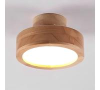 Plafoniera LED da soffitto a filo 12 W - Design rotondo in legno e acrilico 9 pollici for camera letto, cucina, soggiorno corridoio(Wood Color,4000K)