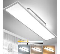 Plafoniera LED Dimmerabile 120 x 30 cm, 55 W Ultra Sottile Lampada da Soffitto con Telecomando, Controluce Indiretta Forte, 2700K-6500K Caldo Natural Freddo Bianco Luce per Officina Soggiorno Cucina
