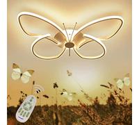 Plafoniera led Dimmerabile con telecomando Bambino Ragazza/Ragazzo Cameretta Deco Lampade, Lampada da Soffitto per Soggiorno Sala Bagno, La Farfalla Design Lampadario Paralume in Acrilico, L64*W44cm