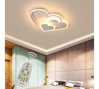 Plafoniera led Dimmerabile con telecomando, Lampada da Soffitto per Bambino Ragazza Cameretta Soggiorno Cucina Bagno, Moderno Amore Cuore Design Lampadario Paralume in Acrilico L52*W35cm (Bianca)
