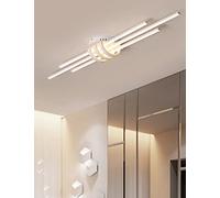 Plafoniera LED Dimmerabile Lampada Da Soffitto Bianco Moderna Per Soggiorno Design Geometrico lineare con telecomando Illuminazione soffitto 3000K-6000K per camera letto sala pranzo cucina L90cm 37W