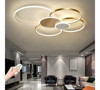 Plafoniera LED Dimmerabile Lampada Da Soffitto Moderna Soggiorno Con Telecomando 3000K-6500K Acrilico Rotondo Cerchio Camera Lampadario Camera Sala Pranzo Illuminazione Da Cucina,D'oro,100cm(93W)
