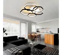 Plafoniera LED dimmerabile, moderna plafoniera ad anello 3/5 Round 80W plafoniera da incasso oro nero con telecomando per soggiorno camera da letto cucina ufficio salotto (Nero, 54CM)