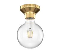 Plafoniera LED Elektra con globo in porcellana dorata e lampada E27 G125 bianco