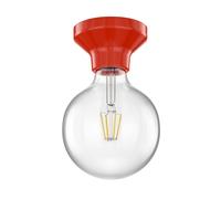 Plafoniera LED Elektra con globo rosso porcellanato e lampada E27 G125 bianco [EEK: E]