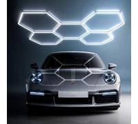 Plafoniera LED esagonale,5 Hexs Illuminazione per garage Illuminazione per officina LED, luci tubolari collegabili 6500K per salone auto, autolavaggio, officina, magazzino, seminterrato, esposizione