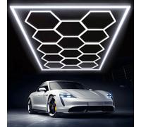 Plafoniera LED esagonale da 14 pezzi, luce per garage con illuminazione a LED a nido d'ape da 680 W, tubi a LED per officina, garage, studio, luce a LED 6500 K