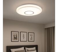 Plafoniera LED intelligente per camera da letto con telecomando, lampada da soffitto dimmerabile, funzione luce notturna cambia colore circuito CCT, 19W 1040lm 3000-6000K, DxH 40x6,5 cm