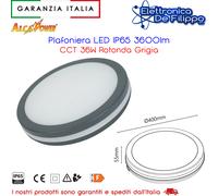 Plafoniera LED IP65 3600lm CCT 36W Rotonda Grigia [EEK: F]