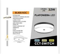 PLAFONIERA LED LAMPADA DA SOFFITTO UNIVERSO 32W - IP44 - 120° - 200-240V - 2800K