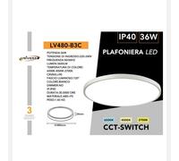 PLAFONIERA LED LAMPADA DA SOFFITTO UNIVERSO 36W 220-240V 120° IP40 2700K/4000K/