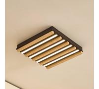 Plafoniera LED Lindby Firka, bianco, legno, 42 cm, CCT, dimmerabile. LINDBY