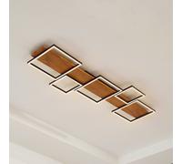 Plafoniera LED Lindby Galad, nero, legno, a 5 luci, 140 cm LINDBY