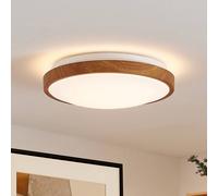 Plafoniera LED Lindby Mynte, Ø30 cm, effetto legno, plastica LINDBY