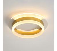 Plafoniera Led Moderna da 20W, Plafoniera per Corridoio,A Semi-Incasso in Acrilico Dorato per Corridoio, Plafoniera da Incasso Vicino Al Soffitto/Girare/3000K