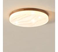 Plafoniera LED Moderna In Legno Con Telecomando, 2800k-6000k Temperatura Di Colore Luminosità Regolabile Dimmerabile, Illuminazione Decorativa Lampada Da Soffitto Rotonda Interni Per Cucina Soggiorno