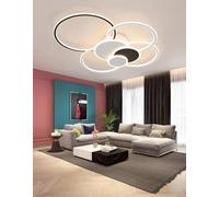 Plafoniera LED Moderna Lampada da soffitto rotonda 125W con telecomando Illuminazione da soffitto dimmerabile Bianco oro Anello telaio plafoniere minimalista per soggiorno uffici (Bianco+Nero)