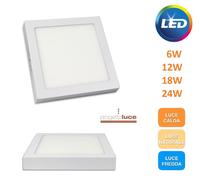 Plafoniera led montaggio esterno luce soffitto 6 12 18 24 watt quadrata applique [EEK: A+]