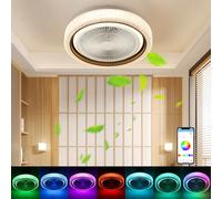 Plafoniera LED Musik RGB Bluetooth da 50 W con ventola, lampada da soffitto a LED rotonda, ventilatore da soggiorno dimmerabile con telecomando