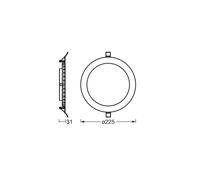 OSRAM Downlight Slim 225mm, luce da incasso a LED, 22W, bianco caldo 3000K, 2000 lumen, design piatto, IP20, facile installazione per soggiorni e corridoi