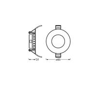 OSRAM Downlight Slim 85mm, luce da incasso a LED, 4,5W, bianco neutro 4000K, 240 lumen, design piatto, IP20, facile installazione per soggiorni e cucine