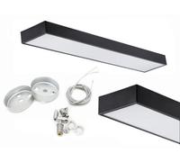Plafoniera Led Pannello 120 x 20cm 38W 220V cavi sospensione neon lampada Nera