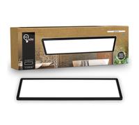 B.K.Licht - Pannello LED piatto con illuminazione indiretta, luce bianco neutro, protezione IP44, plafoniera bagno, plafoniera cucina, lampadario, lampada soffito, 58 x 20 x 3 cm, nero