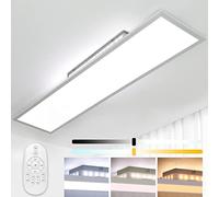 Plafoniera LED Pannello Dimmerabile 120x30 cm, 52W Lampada da Soffitto con Telecomando, Controluce Indiretta, 2800K-6500K Caldo Natural Freddo Bianco Lampada luminoso per Soggiorno Officina Ufficio