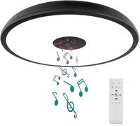 Plafoniera LED per Bagno con Telecomando, 28cm, Luce Dimmerabile con Altoparlante Bluetooth, Lampada Impermeabile con Adattatore a Vite E27, Plafoniera Nera per Cucina, Disimpegno