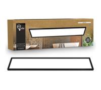 B.K.Licht - Pannello LED piatto con illuminazione indiretta, luce bianco neutro, protezione IP44, lampadario, plafoniera bagno, plafoniera cucina, lampada soffitto, 98 x 20 x 3 cm, nero