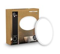 B.K.Licht - Pannello LED piatto con illuminazione indiretta, luce bianco neutro, protezione IP44, plafoniera bagno, plafoniera cucina, lampadario, lampada soffito, 24 x 3 cm, bianco