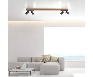 Plafoniera LED PURE Lines, 120 cm, nero, legno, telecomando Pure