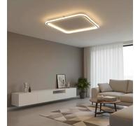 Plafoniera LED quadrata 50W CCT con interruttore luce soffitto bagno cucina ufficio camera 4000lm plafoniera moderna bianca 50cm (4000K)