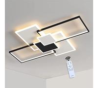 Plafoniera LED Rettangolare, Plafoniera LED Soffitto Dimmerabile, 3000-6000K 75W LED Lampada da Soffitto Stile Moderno Interno Plafoniere Led con Telecomando per Camera da Letto, Cucina, Soggiorno ( C