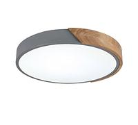 Plafoniera LED Rotonda Macaron Lampada da soffitto moderna in legno Illuminazione da incasso a soffitto per cameretta dei bambini Soggiorno Camera da letto Corridoio Grigio+Luce neutra-50cm 36W